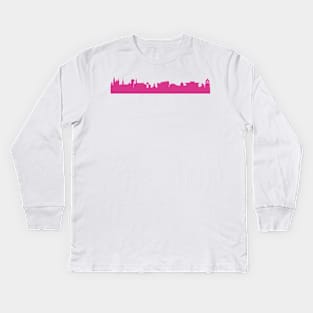 Copenhagen skyline pink Kids Long Sleeve T-Shirt